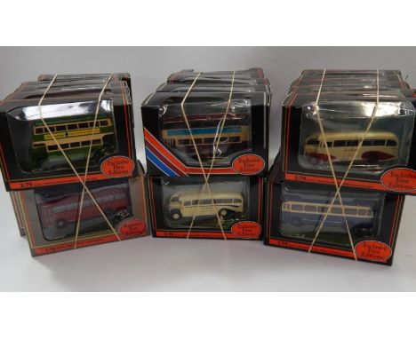 Thirty Exclusive First Editions Diecast Model Coaches and Buses, 1:76 scale, with original boxes.