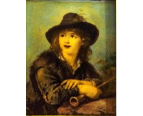 A late 19thC photographic portrait on a young woman on glass, in a maple frame, 20cm x 16cm, and a small crystoleum portrait 