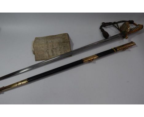 An early 20thC naval officer's dress sword, by Edwards & Gittings, of High Street, Gillingham, with folding hilt and shagreen