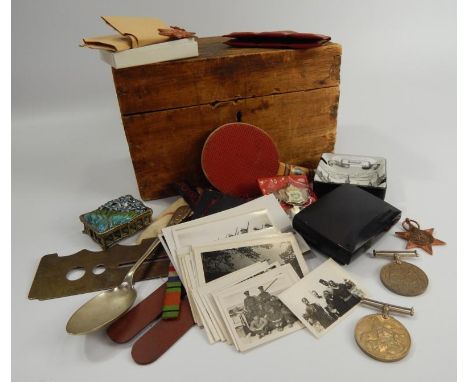 A WWII medal group and ephemera, relating to Royal Marine CH/X 105069 Stanley W Hartland, to include, 1939-1945 BWM, Defence 