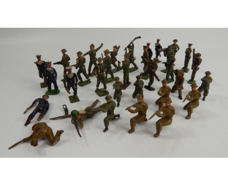 Lead model figures of WWI and later period British Army and Naval figures.
