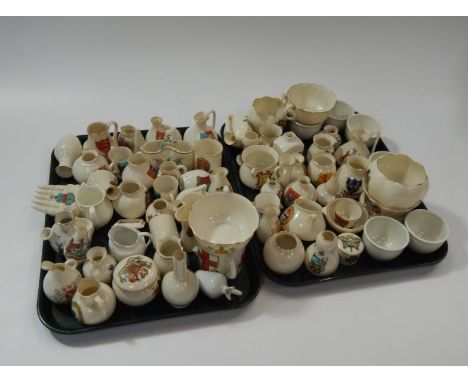 Souvenir Crested China, including items by W H Goss, Grafton, Arcadian, and others, and including a model of a clip of bullet