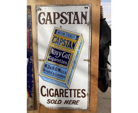 AN ORIGINAL 'CAPSTAN CIGARETTES SOLD HERE' ENAMEL SIGN (91CM X 46CM) 