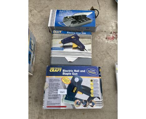 THREE BOXED TOOLS TO INCLUDE A POWER CRAFT NAIL GUN AND GLUE GUN ETC 