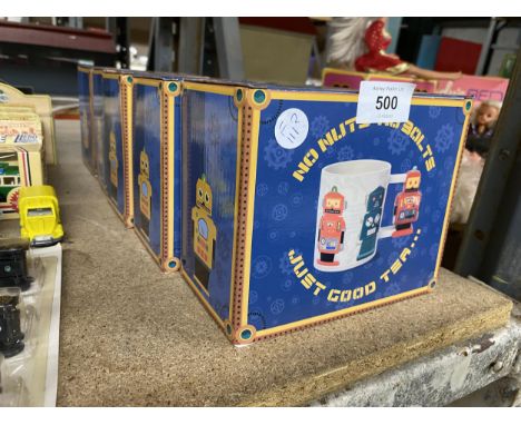FIVE BOXED ROBOT MUGS 