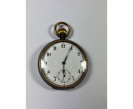 A VINTAGE GUN METAL POCKET WATCH 