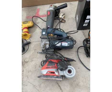 AN ASSORTMENT OF POWER TOOLS TO INCLUDE A BLACK AND DECKER SANDER AND A BOSCH JIGSAW ETC 