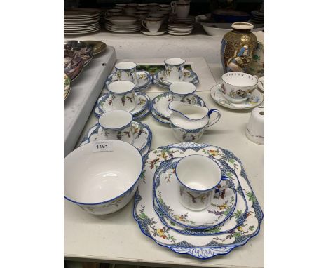 A PHOENIX CHINA TEASET TO INCLUDE SIX TRIOS, A SUGAR BOWL, MI;K JUG AND CAKE PLATE 