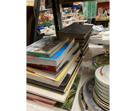 A LARGE QUANTITY OF FARMING BOOKS TO INCLUDE THE STANDARD CYCLOPEDIA OF MODERN AGRICULTURE, TRACTOR AND TRACTION BOOKS, ETC 