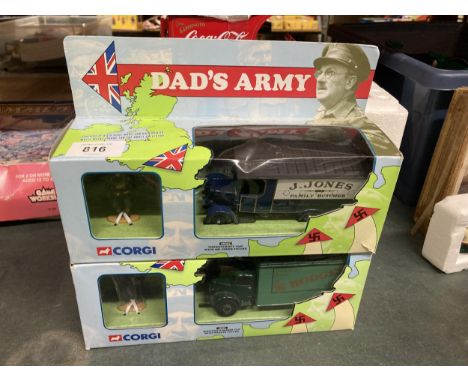 TWO NEW AND BOXED CORGI DADS ARMY VANS WITH FIGURES 