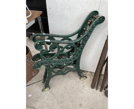 A PAIR OF CAST IRON BENCH ENDS 