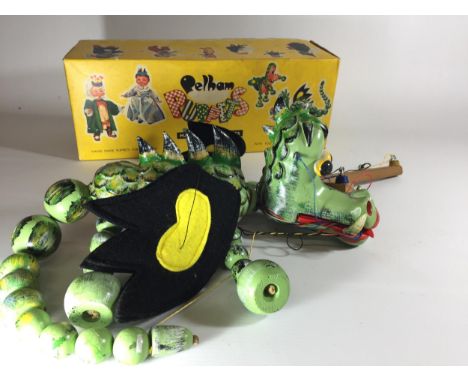 A VINTAGE 1970'S PELHAM PUPPET DRAGON IN ORIGINAL BOX 