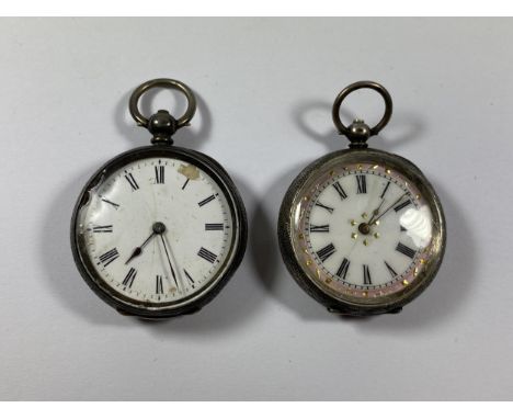 TWO VINTAGE .935 CONTINENTAL SILVER LADIES POCKET WATCHES 