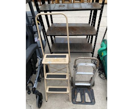 A SMALL STEP LADDER AND A SACK TRUCK 
