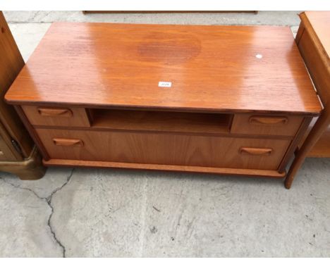 A RETRO TEAK TV STAND, 36.5" WIDE 