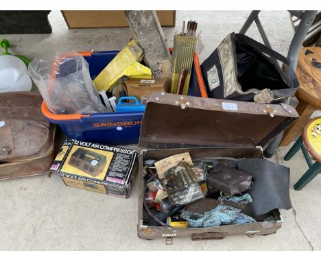A LARGE ASSORTMENT OF TOOLS AND HARDWARE TO INCLUDE CHISELS, SHEARS AND SPANNERS ETC 