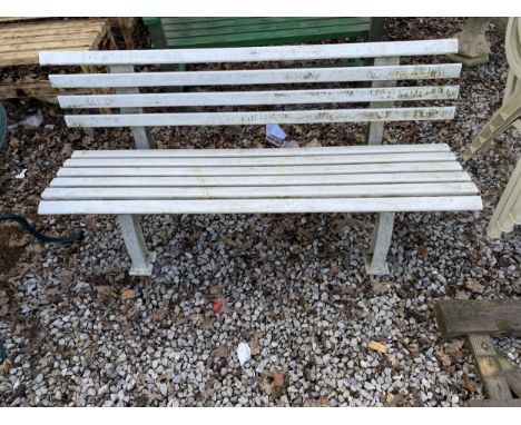 A PLASTIC SLATTED GARDEN BENCH 