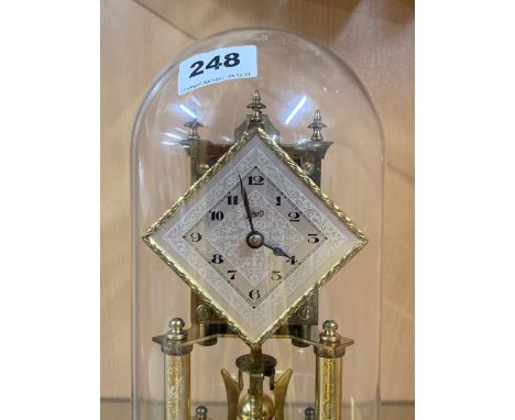 A Schatz 400 day torsion pendulum clock under dome, H. 29cm.