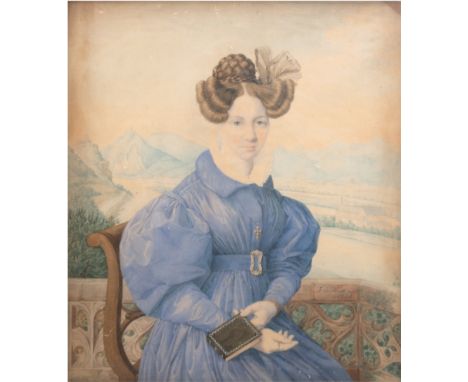 Heerdt, Johann Christian (1812 Frankfurt a. M.-1878 Bockenheim) "Porträt Elise Heerdt-Schwester des Malers", Aquarell, sign. 