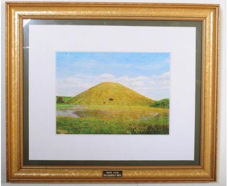 A large 20th Century contemporary limited edition 1/50 lithograph art print titled 'West Face, Silverbury Hill' (Wiltshire) b