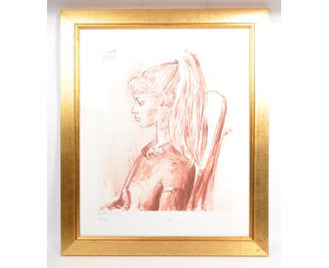 A contemporary limited edition 20th Century gilt framed and glazed giclee art print titled 'Portrait of Silvette' by&nbsp;Pab