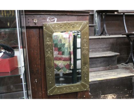 Rectangular copper framed Arts &amp; Crafts style mirror 