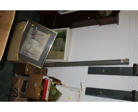 A projector screen, prints and pictures to include Helen Bradley