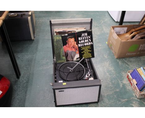 Hacker portable record player and small selection of LP'S
