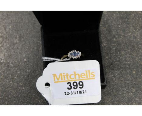 9ct gold sapphire and diamond ring