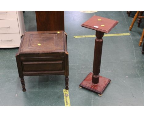 A reproduction mahogany pedestal and commode