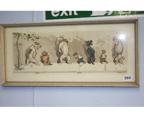 Print, signed in pencil, Boris O'Klein, 'Chacun Son Tour', 22cm x 49cm