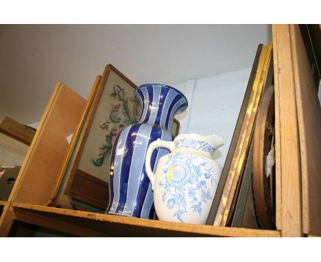 A shelf of miscellaneous, jug, ewer etc.