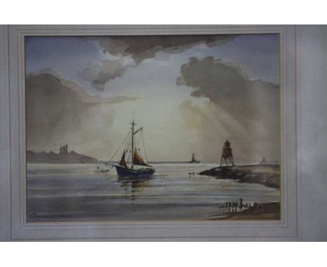 Thomas Wilkinson, watercolour, signed 'Views off North Shields', 26cm x 36cm and 19cm x 23cm (2)