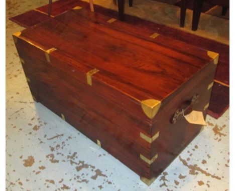 TRUNK, early 20th century camphorwood and brass bound with rising lid and carrying handles, 102cm x 50cm x 50cm H. 