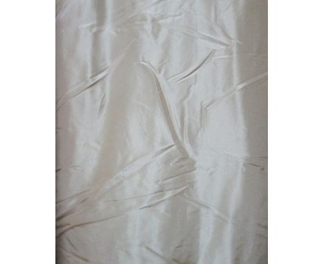 CURTAINS, a pair, Lelievre, cream silk, 100cm gathered x 270cm dropped. (2) (with faults)