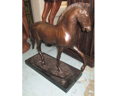 BRONZE, of a horse Classical style on marble base, 62cm L.