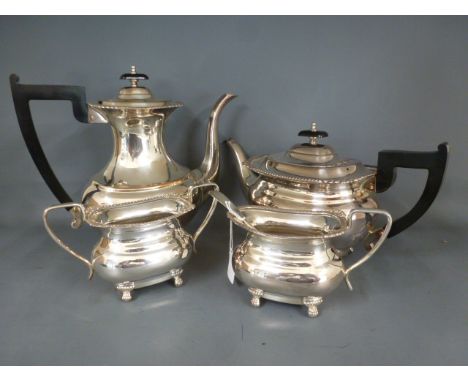 A good quality Viners silver plated four piece tea/coffee set with a single silver spoon - some light wear to plate