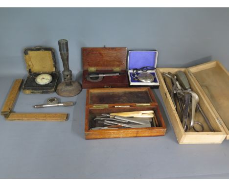 Two wooden boxes of Medical instruments and other Scientific instruments 