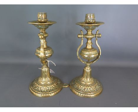 A pair of brass ships wall light candlestick holders circa 1900 size 23cm x 17cm - good condition