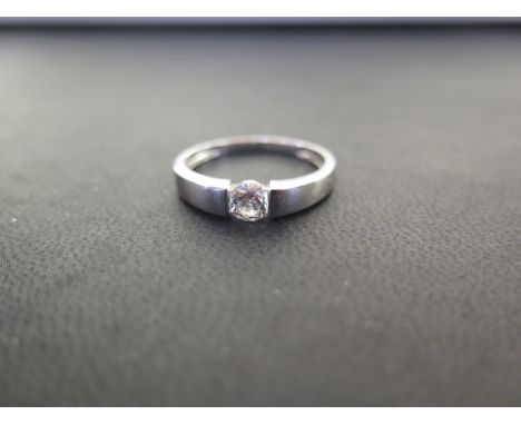 A 14ct gold cubic zirconia tension-set ring - Hallmarked Birmingham - Ring size T - Weight approx 2.9gms
Condition Report: Go