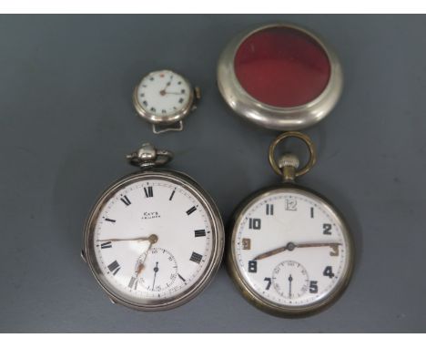 A Kay's Triumph silver cased pocket watch - Roman numerals on white enamel dial with subsidiary second hand at 6 o'clock, a w