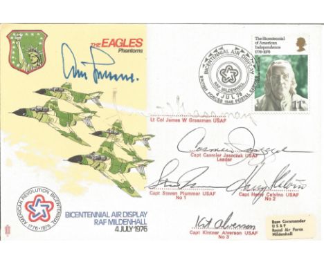 Adolf Galland, Lt, Col, J, W, Grassman, Cpt, C, Jaszczak, Cpt, S, Plummer, Cpt, H, Calvino, cpt, K, Alverson signed flown The