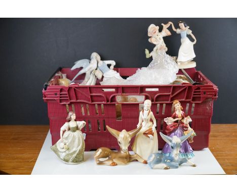 Trays of Ceramic Figures and Animals including Szeiler Donkeys, Lenox Disney Limited Edition ' Dancing with Snow White ' Figu