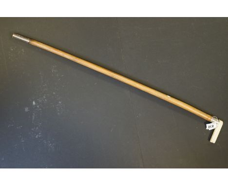 Walking Stick with Silver Band and Ivory Handle 