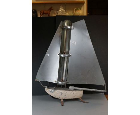 Art Deco Metal and Enamel Table Lamp in the form of a Yacht named Ting, 75cms high 