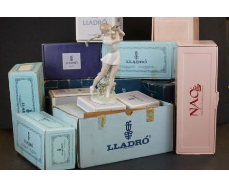 A collection of boxed LLadro, Nao and Royal Doulton figurines to include Joy,  Amanda and Harmony. 