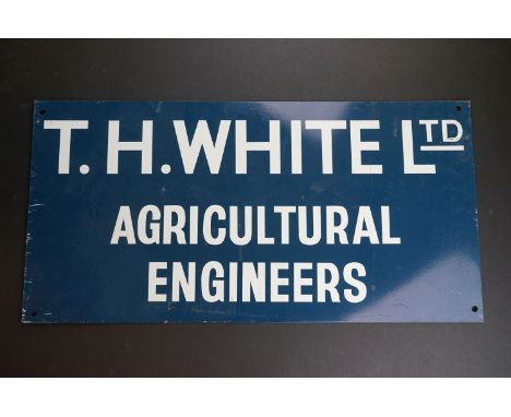 Enamel Advertising Sign ' T H White Ltd Agricultural Engineers ', 61cms x 30cms 