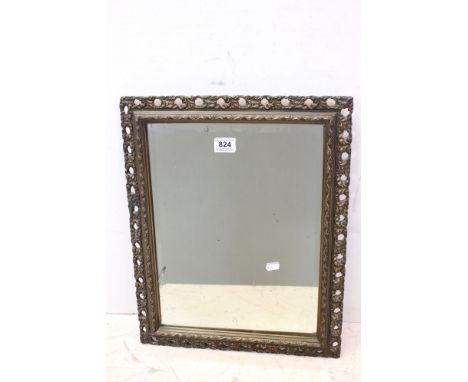 Antique gilt framed mirror with bevelled edge, 54cms x 42cms 