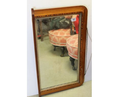 19th century Mahogany Inlaid Framed Overmantle Mirror, 83cms long x 46cms high 