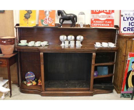 19th century Rosewood Large Chiffonier Sideboard, the back with shelf, above a shaped base with open shelves, 210cms long x 1